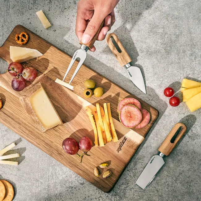 Zyliss Artisan Messenset voor Kaas 3-delig – RVS met Acciahouten Handvat - 5 jaar garantie