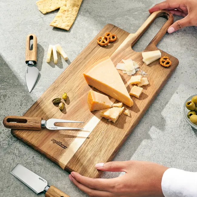 Zyliss Artisan Messenset voor Kaas 3-delig – RVS met Acciahouten Handvat - 5 jaar garantie