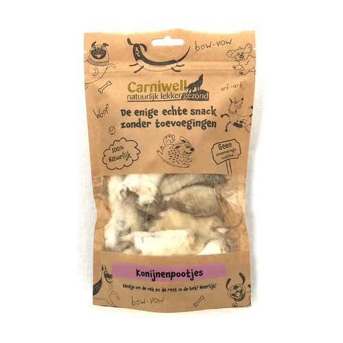 Carniwell Pattes de lapin Carniwell avec fourrure 100g