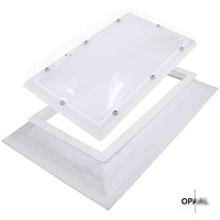 Dubbelwandige, opale lichtkoepel van acrylaat 100 x 160 cm (rechthoek) met opstand