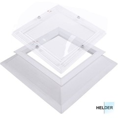 Dubbelwandige, heldere lichtkoepel van acrylaat 70 x 70 cm (vierkant) met opstand