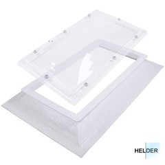 Dubbelwandige, heldere lichtkoepel van acrylaat 40 x 70 cm (rechthoek) met opstand