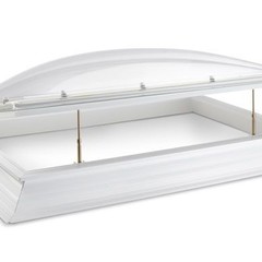 Dubbelwandige, opale lichtkoepel van acrylaat 50 x 100 cm (rechthoek) met ventilatieopstand