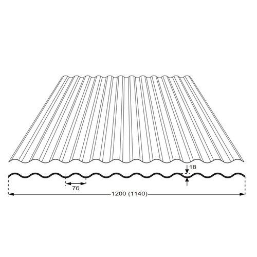120 x 305 cm Polyester Golfplaat Transparant Type H 76/18