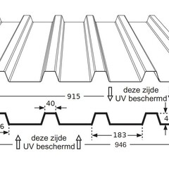 94,6 x650 cm  Profielplaat Polycarbonaat Transparant Type 183/40 Enkelwandig