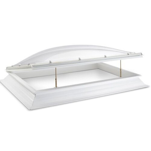 Enkelwandige lichtkoepel opaal van acrylaat 100 x 200 cm (rechthoek) met ventilatieopstand