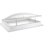 Enkelwandige, opale lichtkoepel van acrylaat 100 x 160 cm (rechthoek) met ventilatieopstand