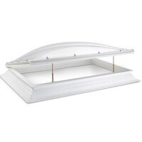 Enkelwandige, opale lichtkoepel van acrylaat 100 x 160 cm (rechthoek) met ventilatieopstand