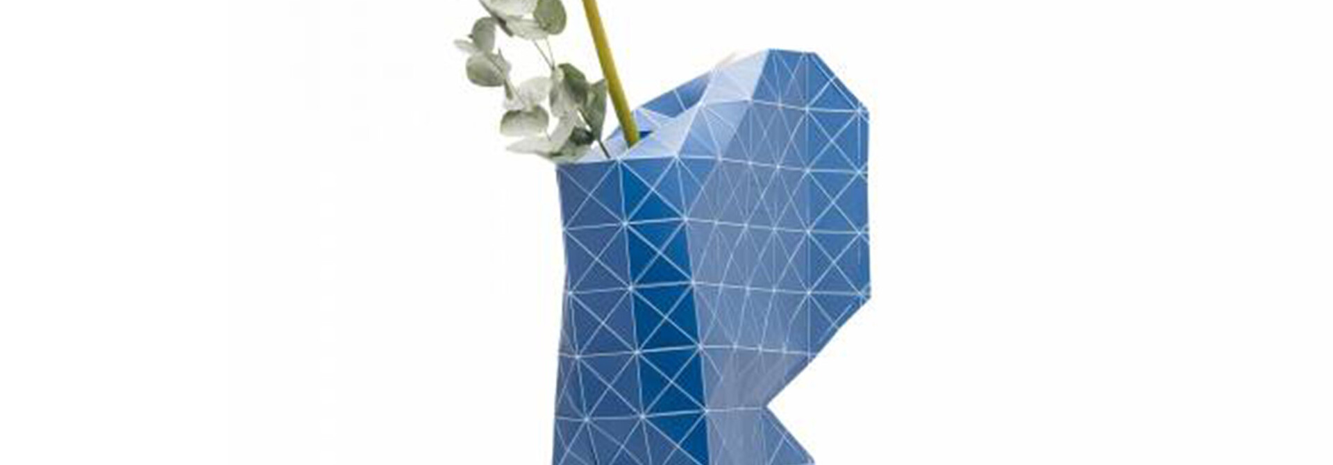 Paper Vase Cover Grid Blue