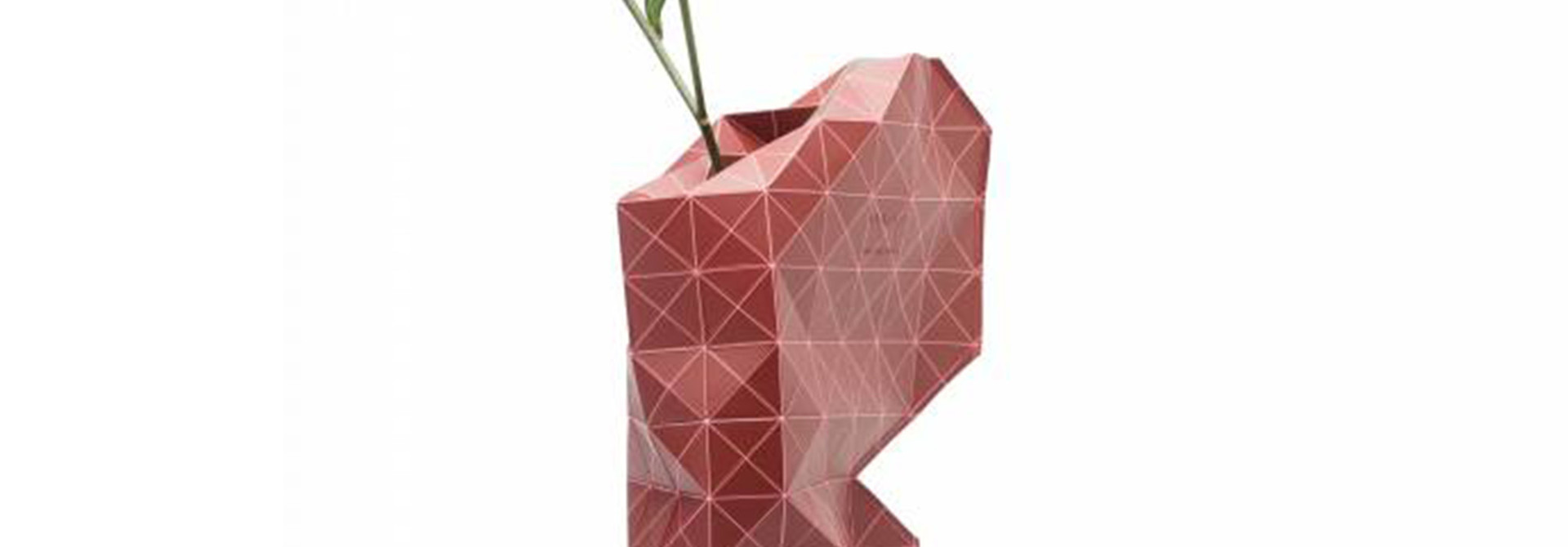 Paper Vase Cover Grid Red