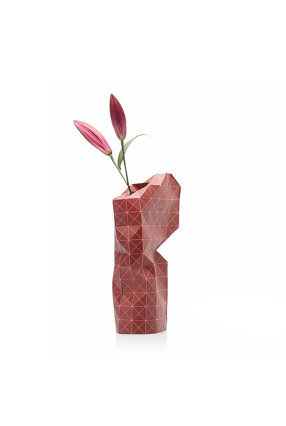 Paper Vase Cover Grid Red