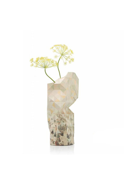 Paper Vase Cover Winter Landscape with Ice Skaters