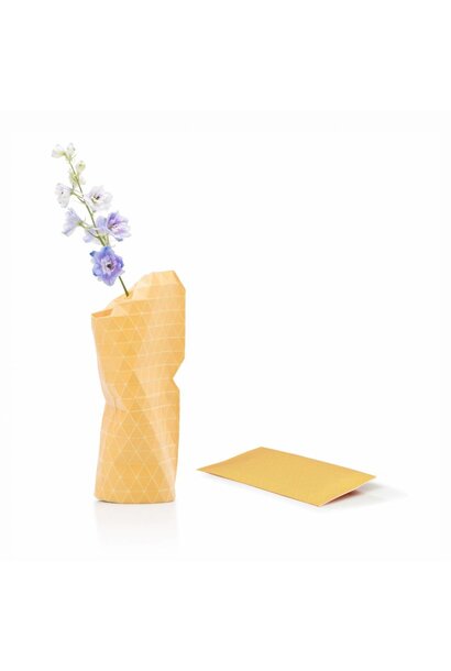 Paper Vase Cover Grid Yellow (small)
