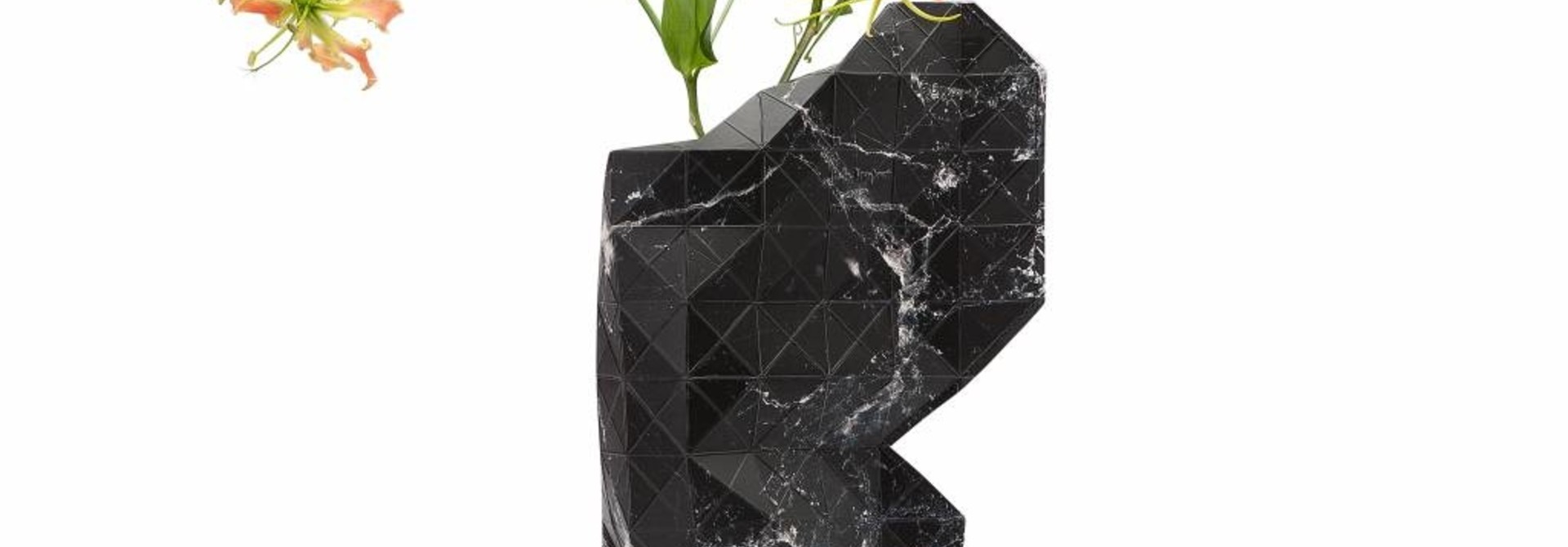 Paper Vase Cover Marble Black