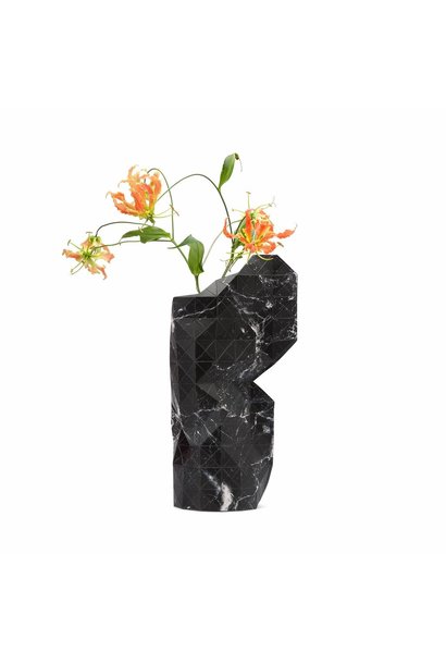 Paper Vase Cover Marble Black