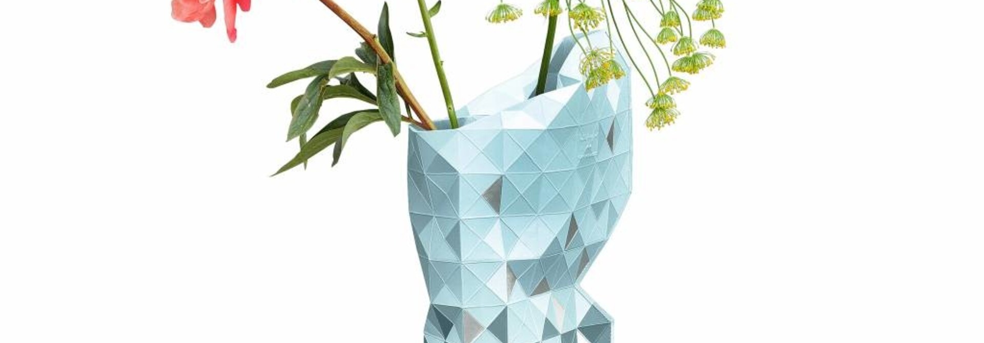 Paper Vase Cover Grey with Silver Segments