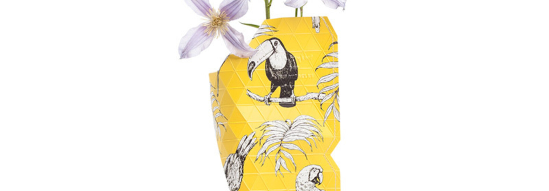 Paper Vase Cover Yellow Birds (small)
