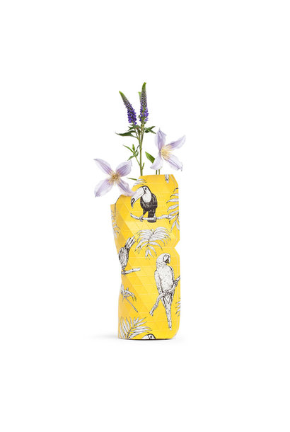 Paper Vase Cover Yellow Birds (small)