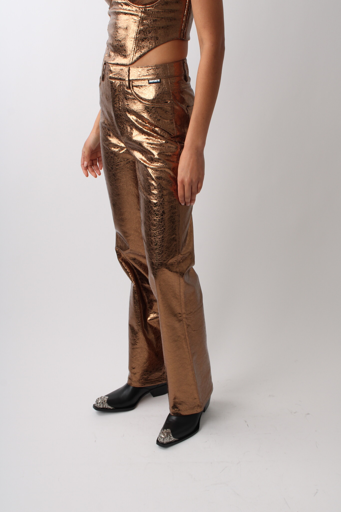 Rotate Textured High Waist Pants