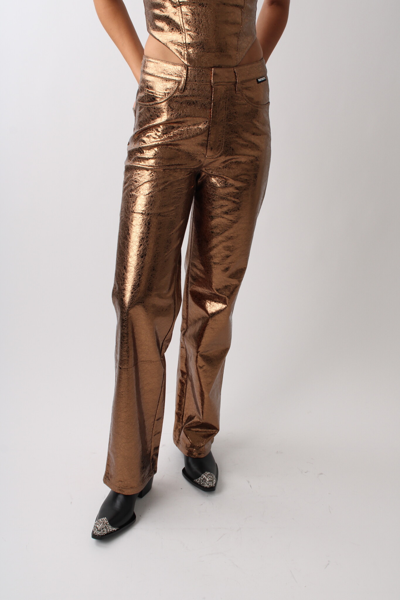 Rotate Textured High Waist Pants