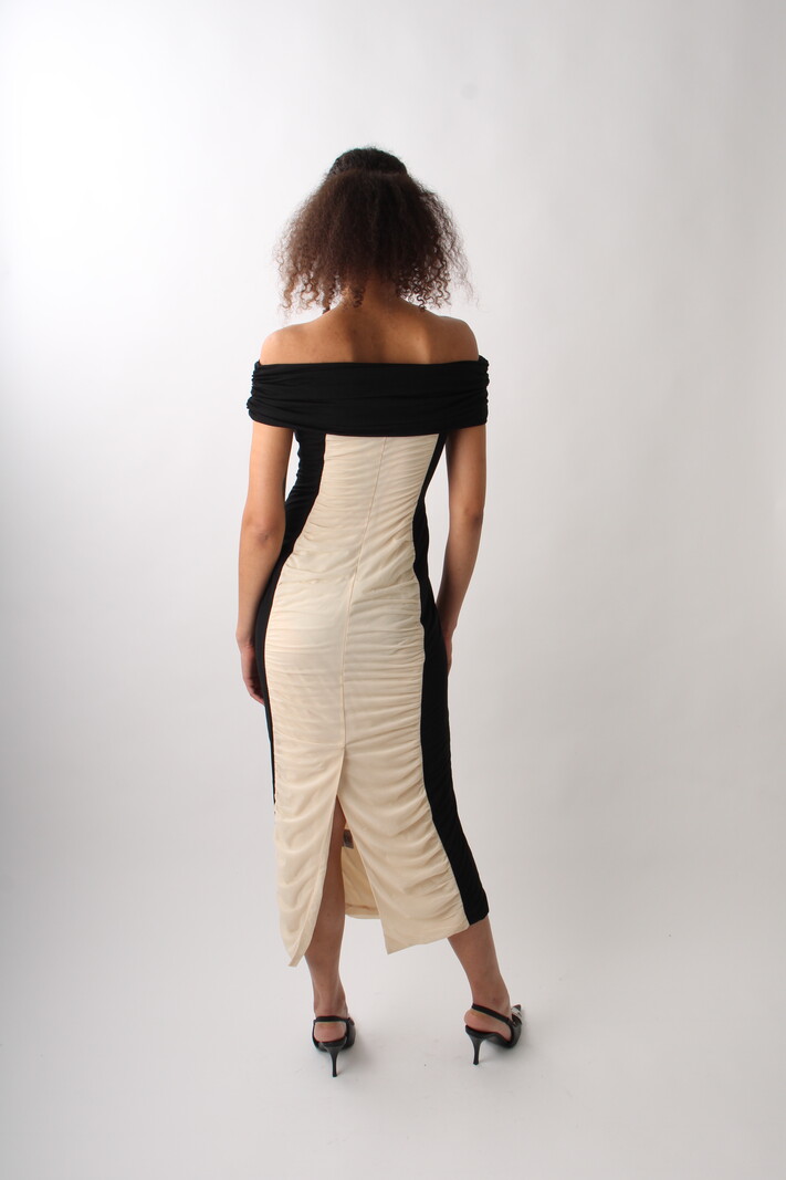 Rotate Rushed Off Shoulder Dress