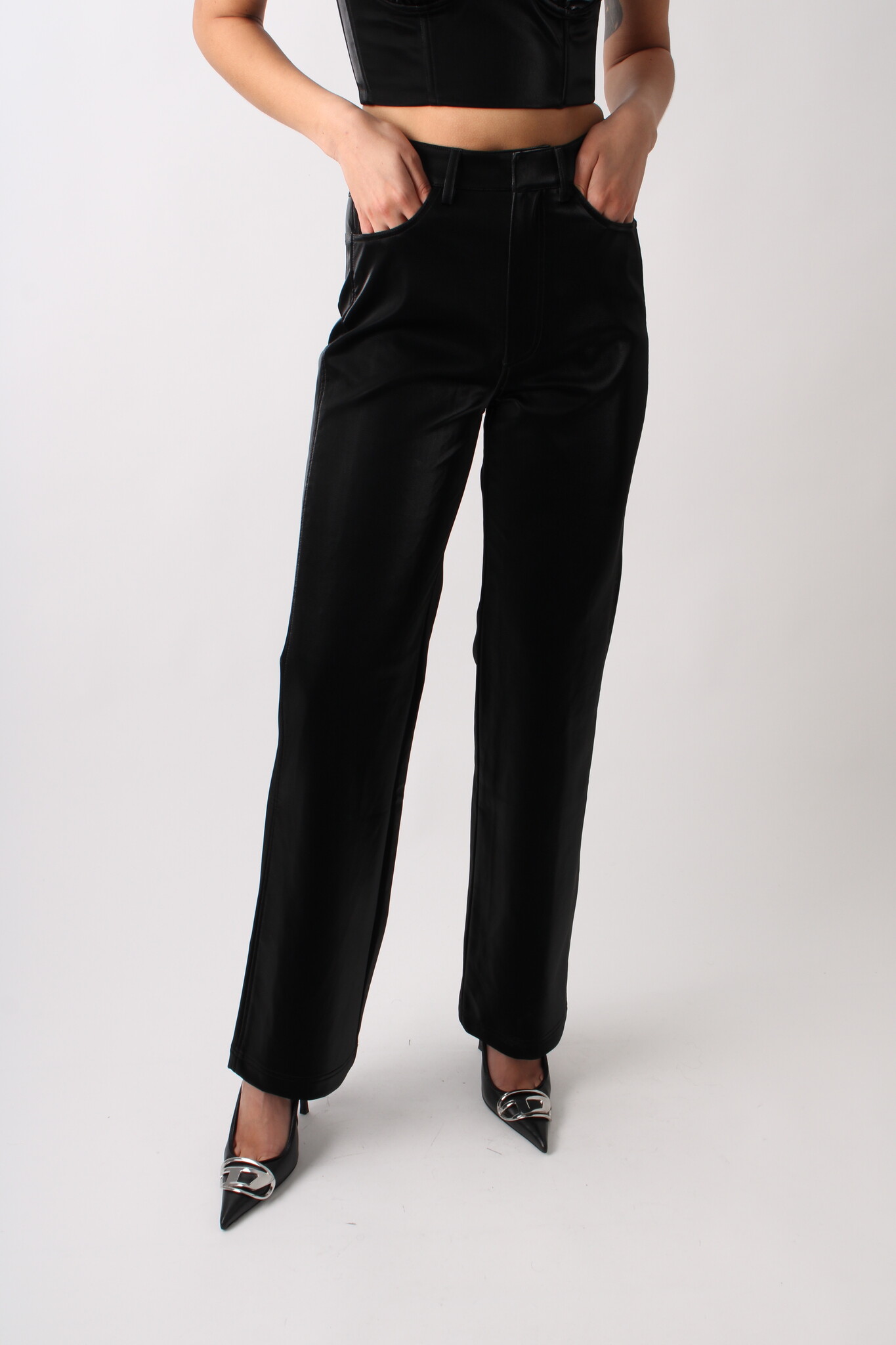 Rotate Coated High Waist Trousers