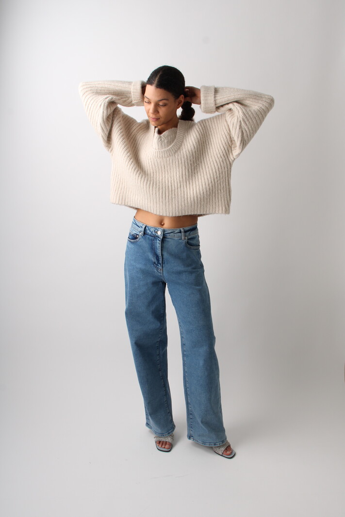Rotate Cabke Knit Crop Sweater