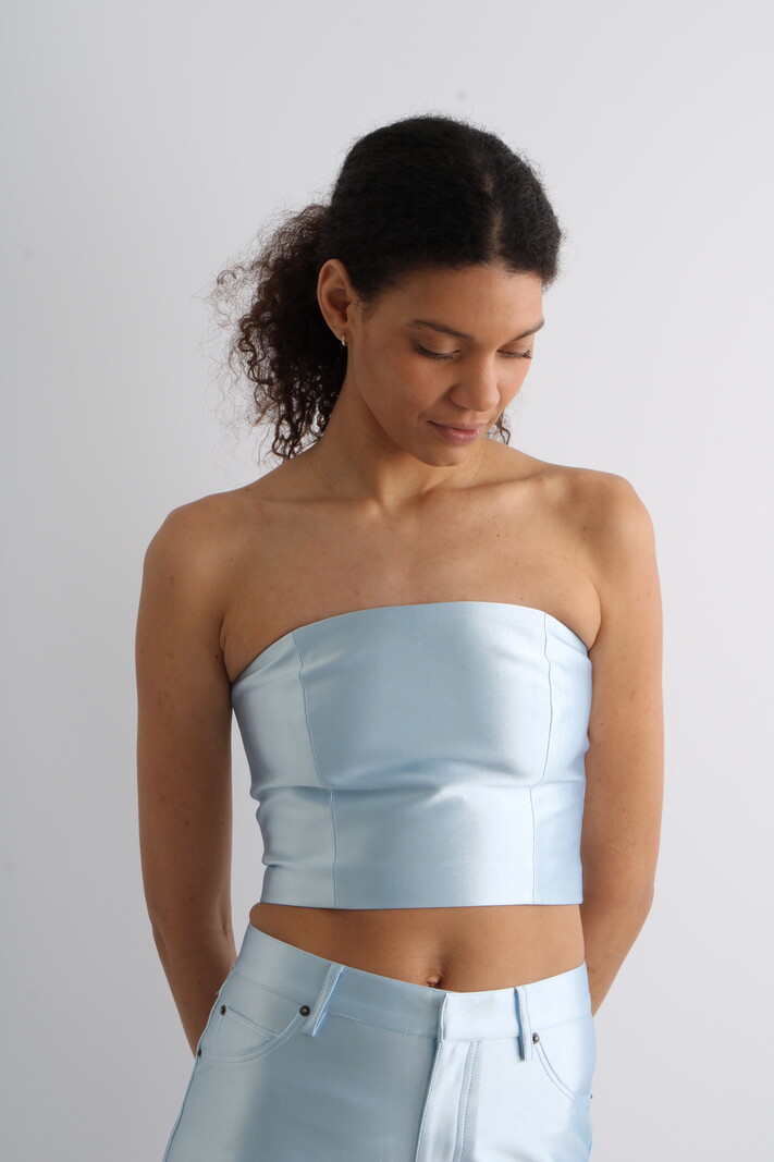 Rotate Shiny Suiting Crop Top