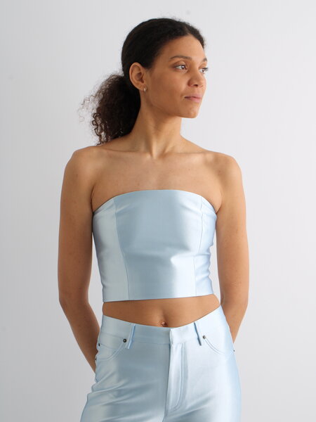 Rotate Shiny Suiting Crop Top