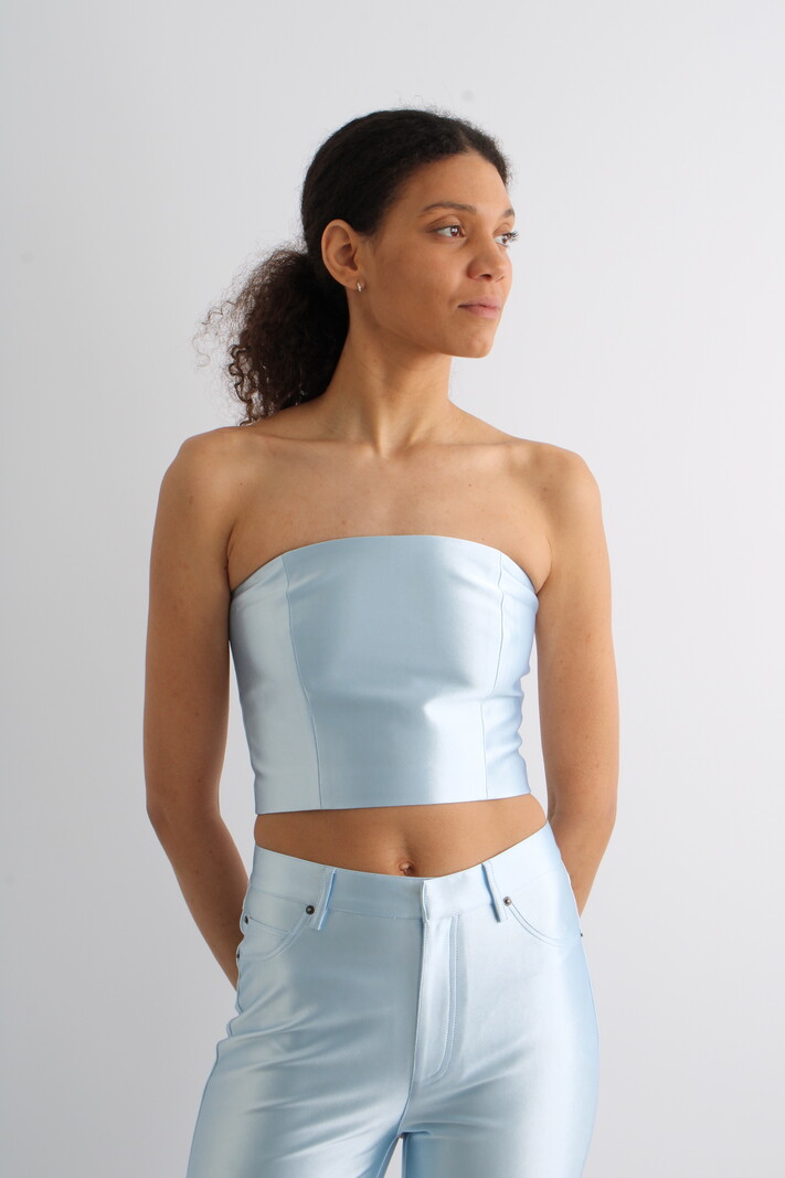 Rotate Shiny Suiting Crop Top