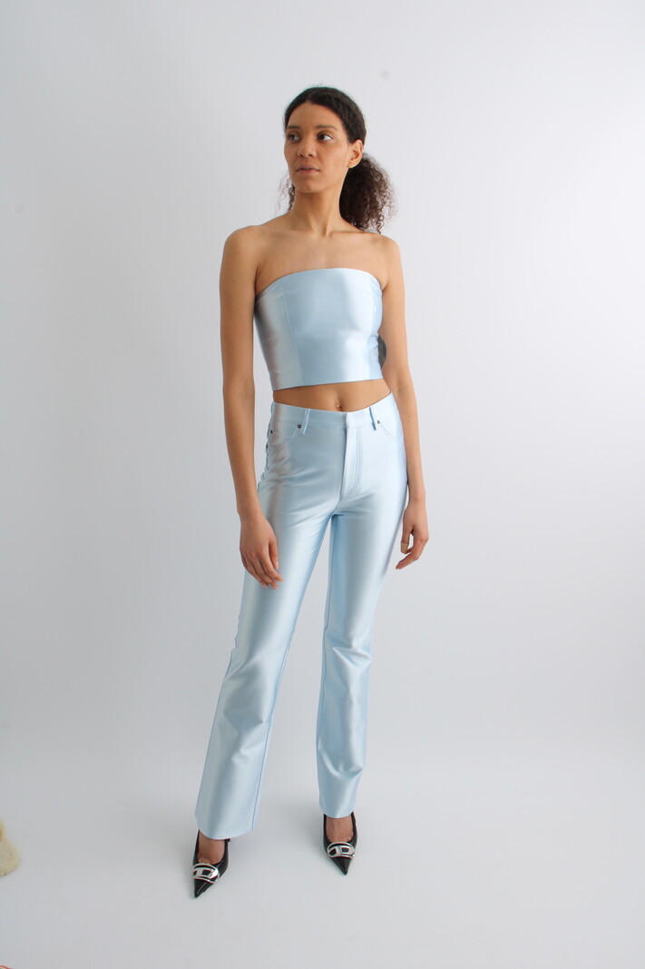 Rotate Shiny Suiting Crop Top