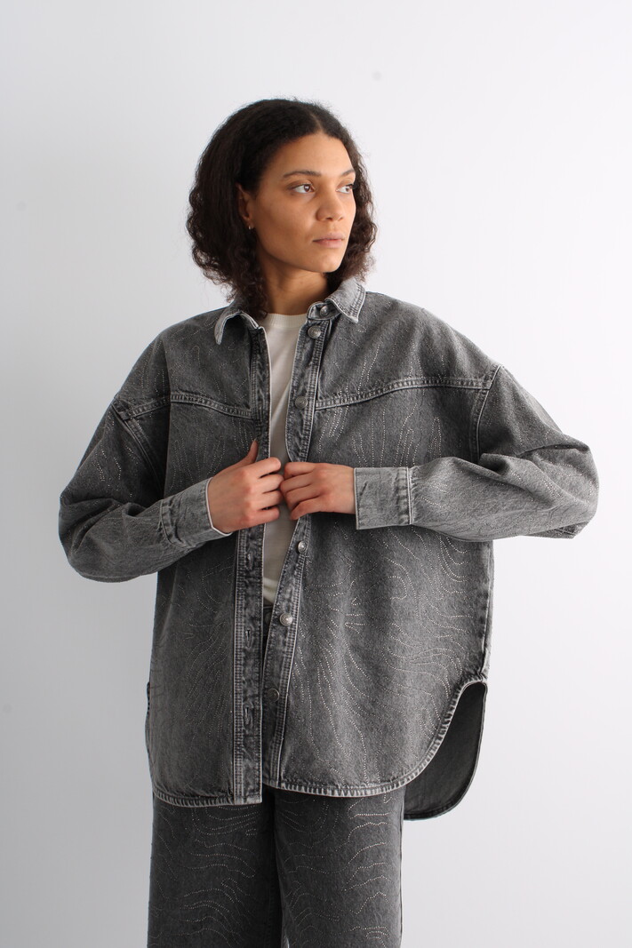 Rotate Rhinestone Denim Shirt