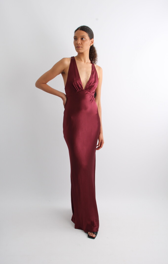 Shona Joy Elia Plunged Cross Back Maxi Dress