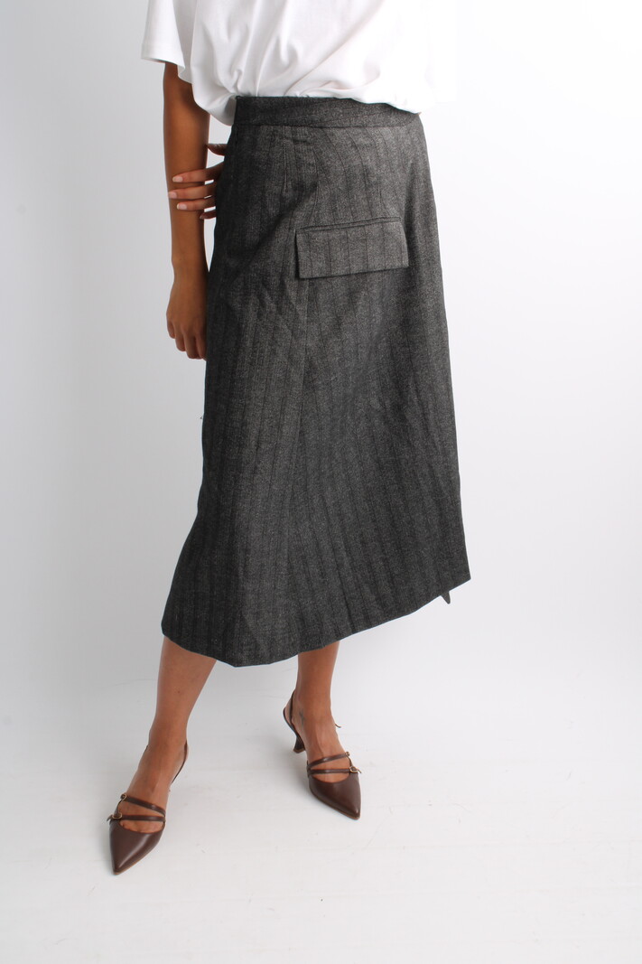 Remain Striped Draped Skirt