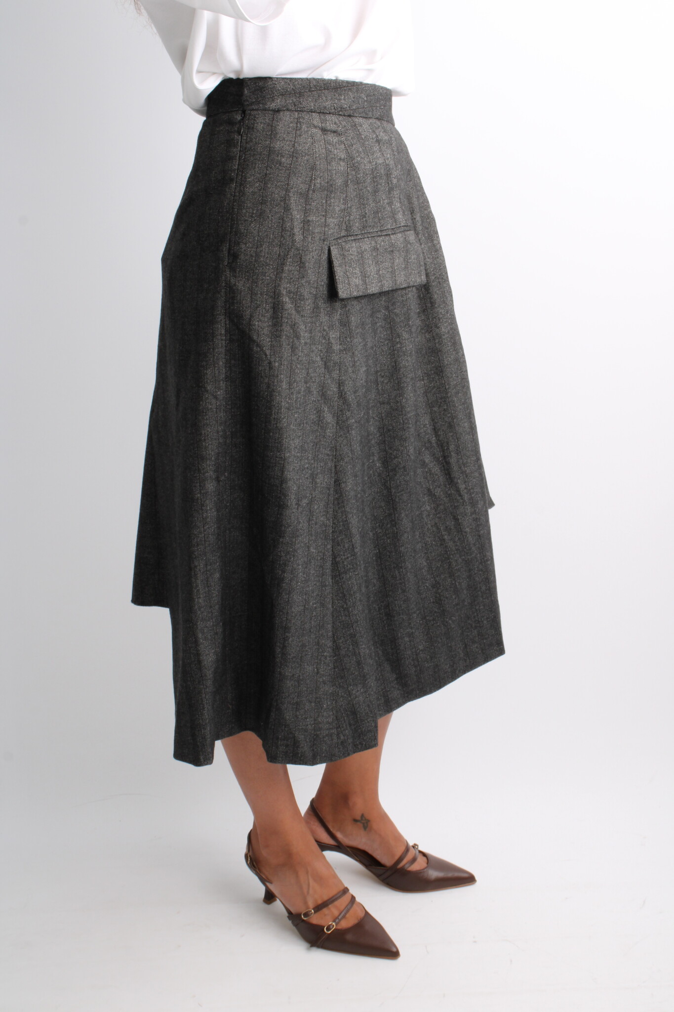 Remain Striped Draped Skirt