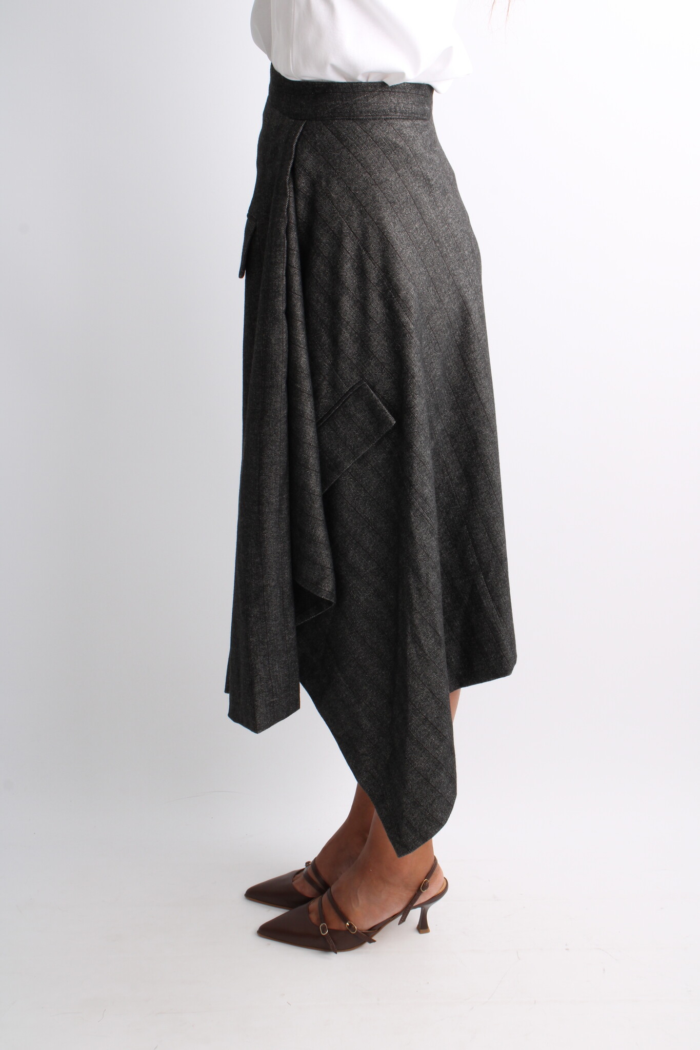 Remain Striped Draped Skirt