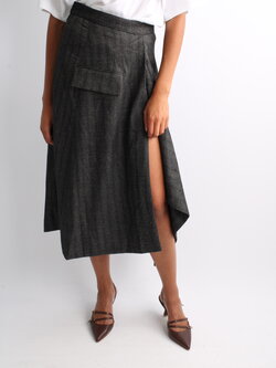 Remain Striped Draped Skirt