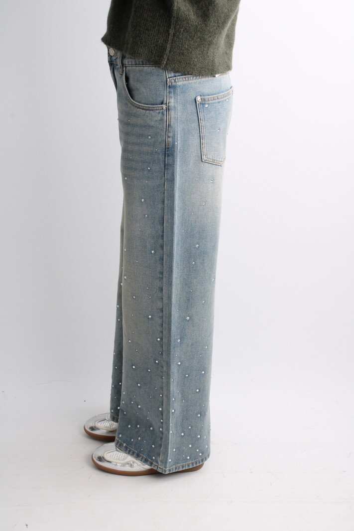 House of Sunny Crystallised Wide Leg Jeans