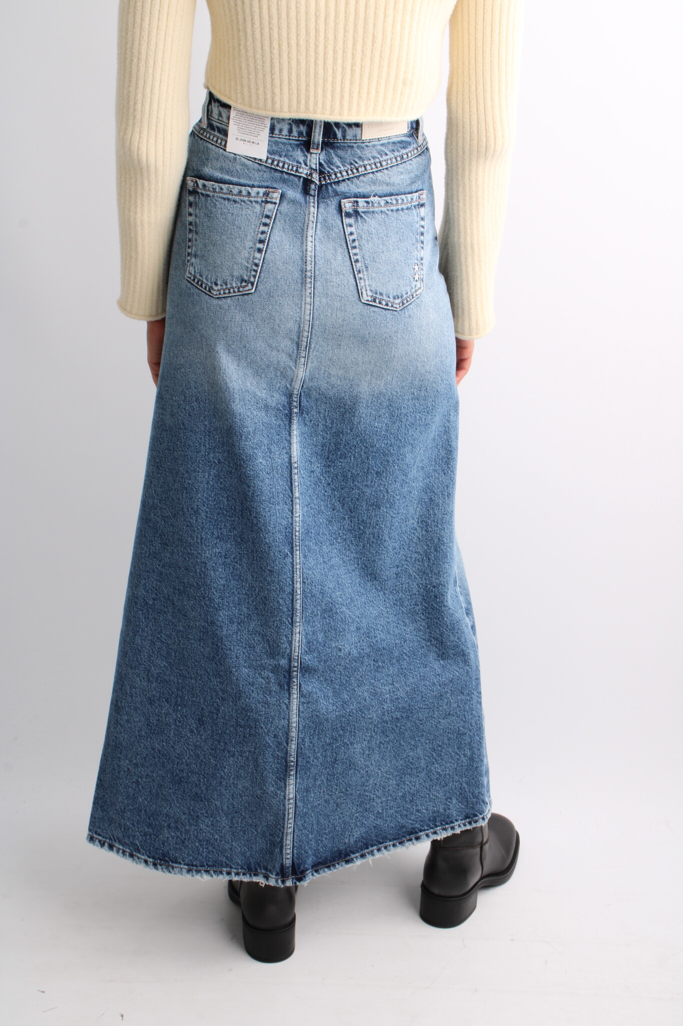 Icon Denim Lara Long High Rise Denim Skirt