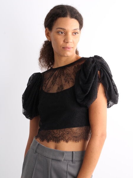 Rotate Lace Puff Sleeve Top