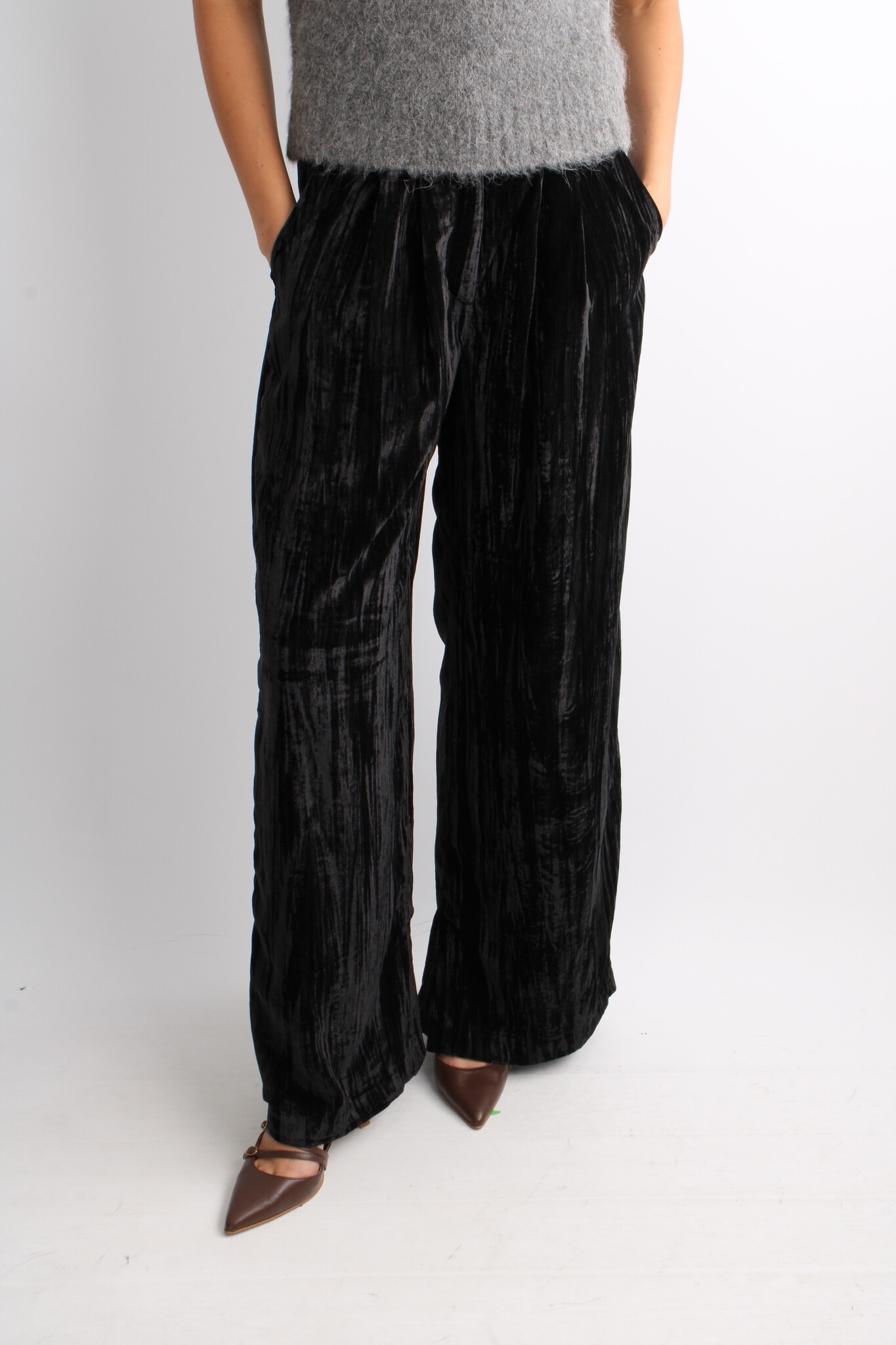 2ndday Alex Crinkled Velvet Trousers