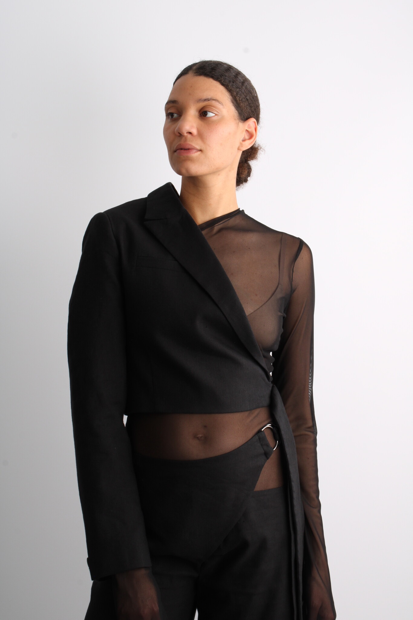 KM By Lange Deconstructed One Shoulder Jacket