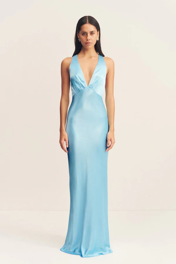 Shona Joy Plunged Cross Back Maxi Dress