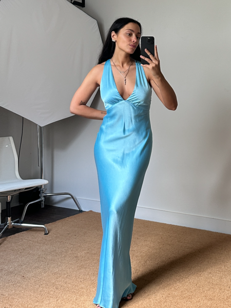 Shona Joy Plunged Cross Back Maxi Dress