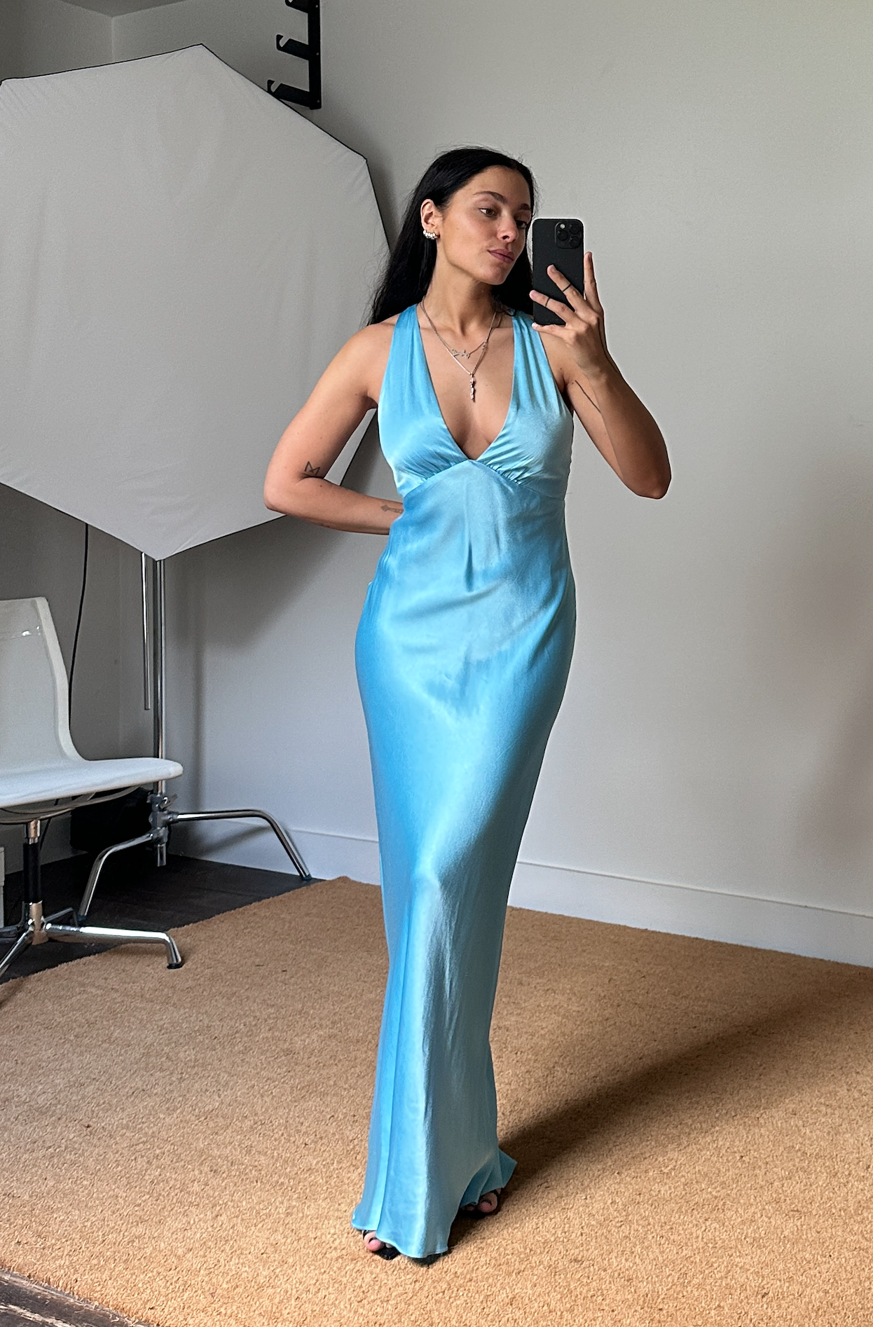 Shona Joy Plunged Cross Back Maxi Dress