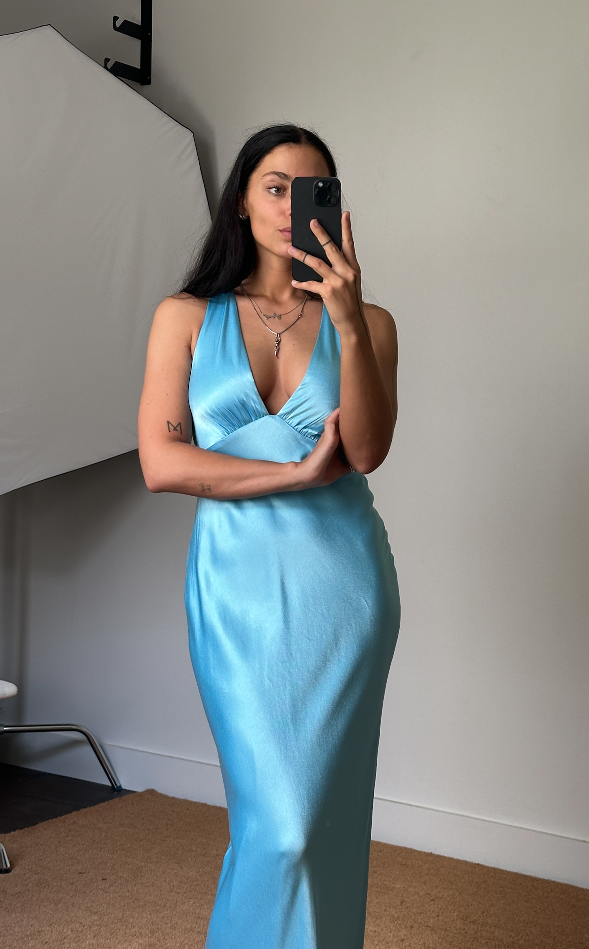 Shona Joy Plunged Cross Back Maxi Dress