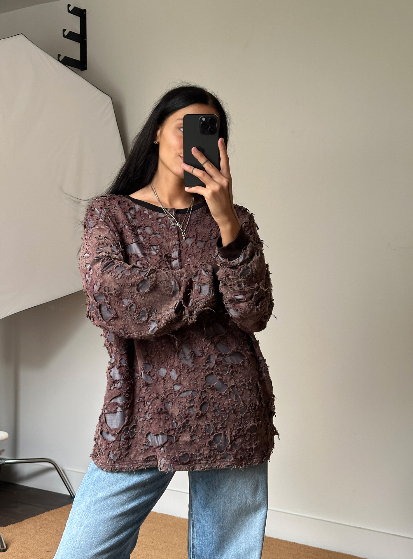 Diesel Men T-Overt Destroyed Longsleeve