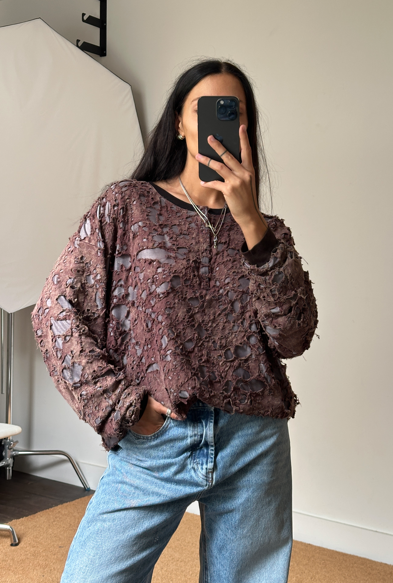 Diesel Men T-Overt Destroyed Longsleeve