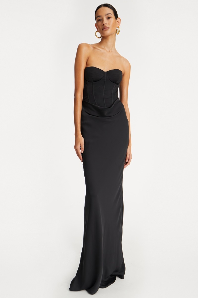 Rotate Satin Corset Maxi Dress