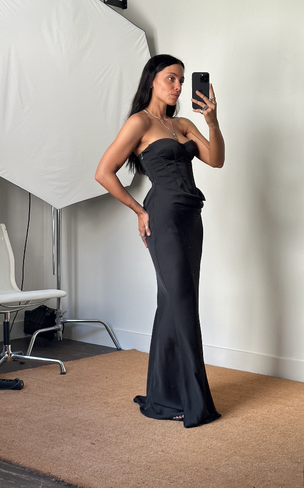 Rotate Satin Corset Maxi Dress